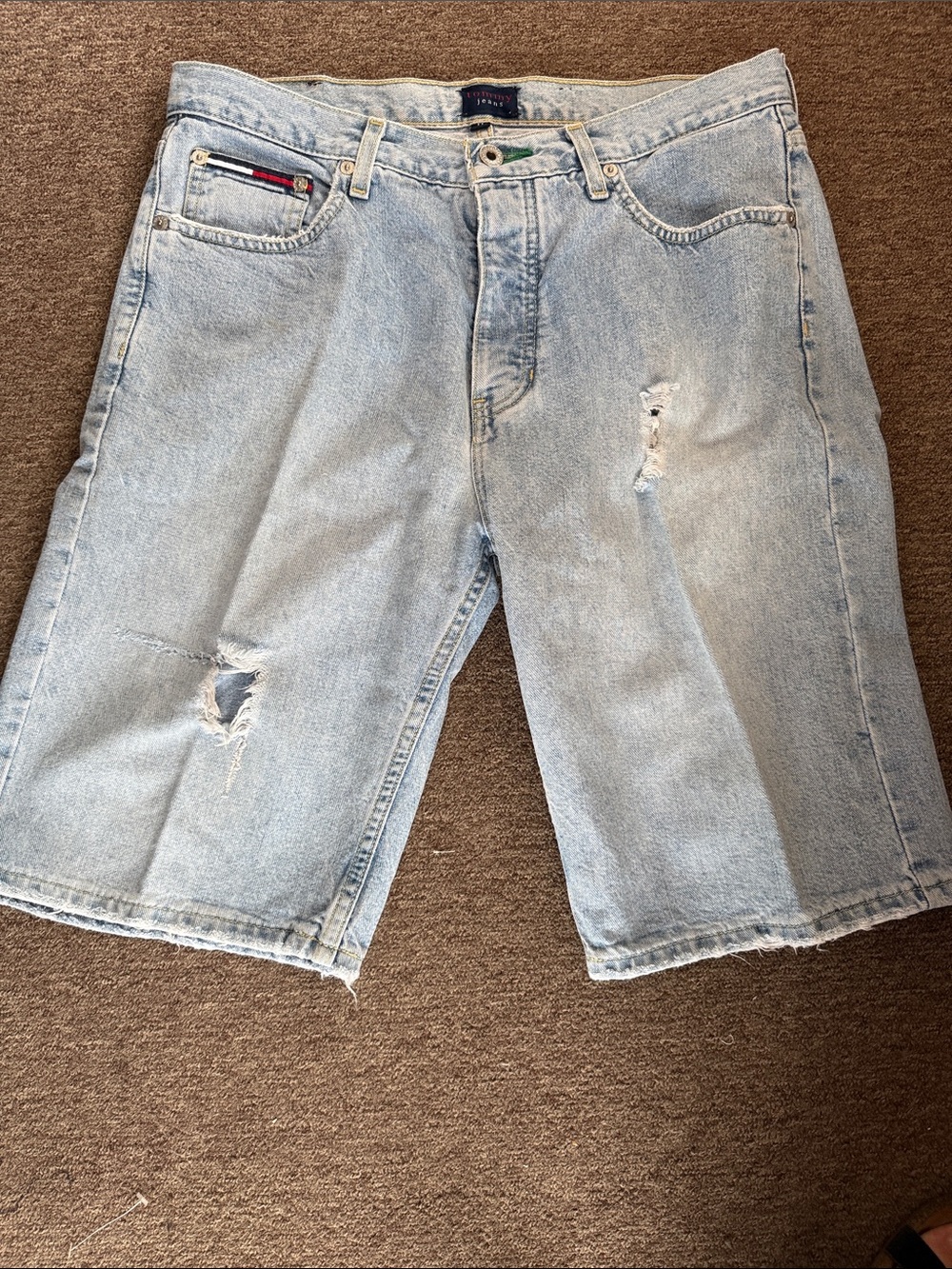 Tommy Hilfiger Light Blue Distressed Denim Jean Shorts